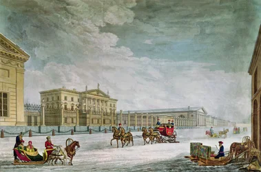 Vue de la Banque Impériale et des boutiques à Saint-Pétersbourg
